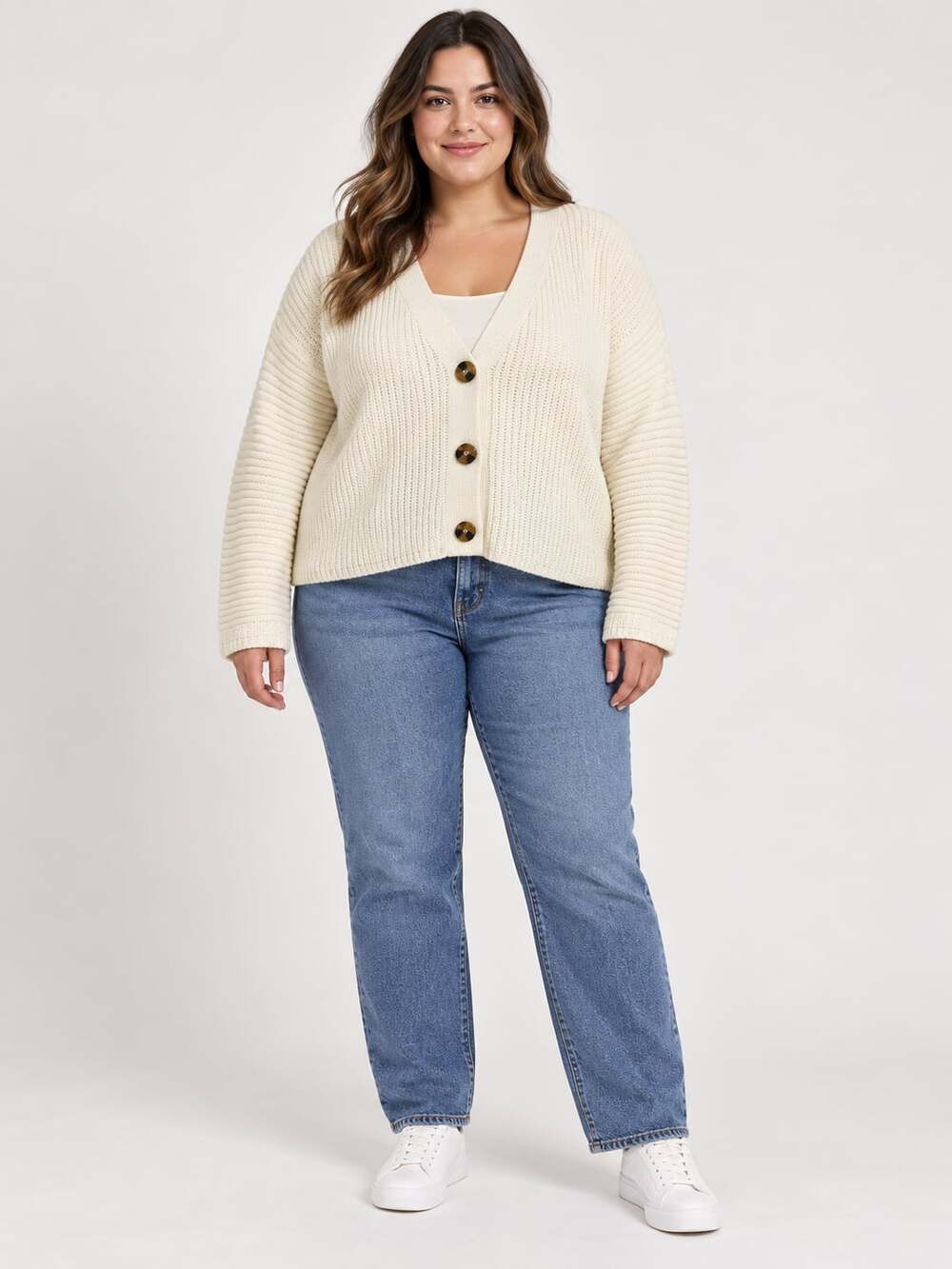 True Craft Originals Welcome V-Neck Button-Up Cream Cardigan Sweater XL